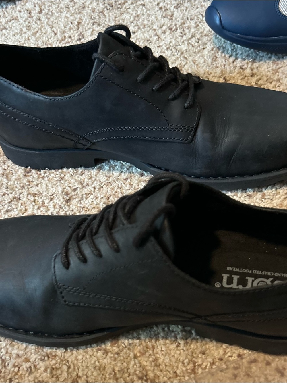 Born Black Leather Briggs Derby Oxford Shoes with Lace-Up Closure Sz13 NEW